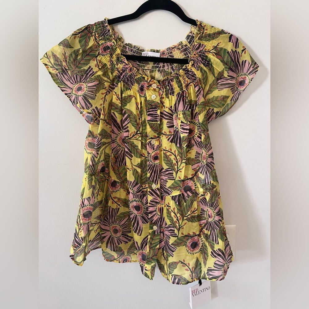 NWT REDValentino Floral Print Blouse – Size 44 (US 8)